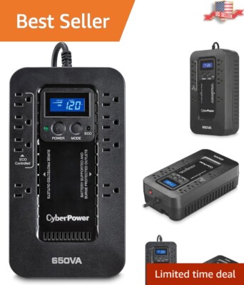Surge Protector UPS 650VA/390W with LCD Display & Energy-Saving ECO Mode