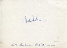 ZIONIST Nahum Goldmann autograph, signed album page