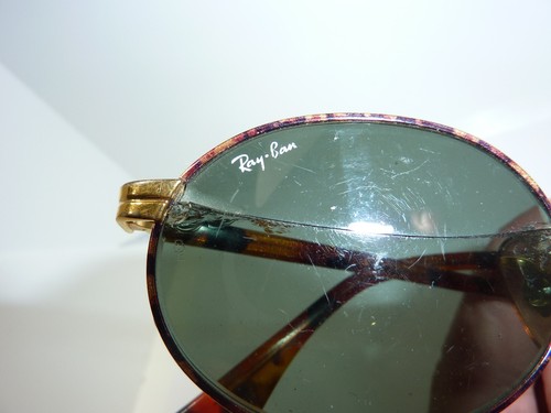 VTG RAY-BAN W2188 Ntas Gold/Tort Sidestreet Oval Crosswalk Sunglasses CRACKED - Picture 3 of 14