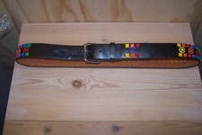 NIP BLACK B6016 LEATHER PEACE SIGN BELT SIZE LGE 36-38