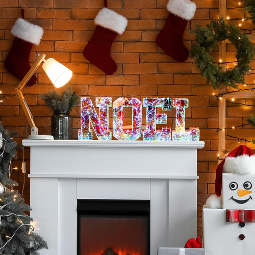 4Pcs Iridescent Christmas Decorations Indoor 9.8'' Light up Noel Christmas Sign - Picture 4 of 6