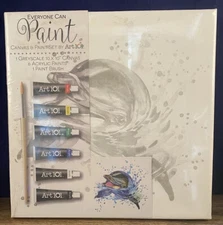 Everyone Can Paint Canvas & Paint Set DOLPHI Art 101 New Sealed Acrylic Paints