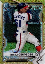 2021 Bowman Chrome Prospects Gold Shimmer Refractors BCP176 Yoelqui Cespedes /50