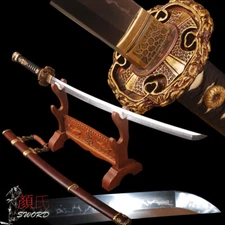 Hand Polished Japanese Tachi Samurai Sword Clay Hardened 1095 Carbon Steel Sharp