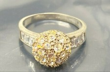 Vintage White Crystal Sterling Silver band Ring size 7