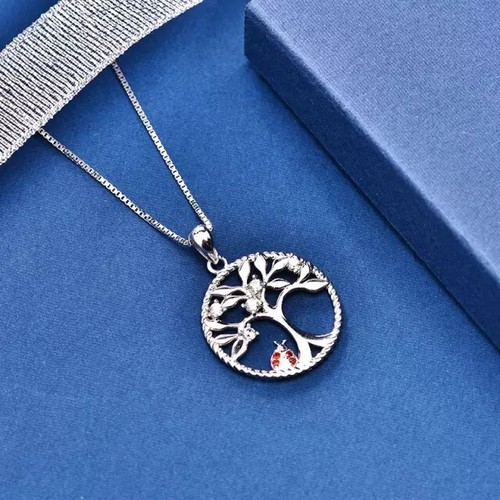 Damen Halskette echt 925 Lebensbaum Silber Zirkonia Baum des Lebens Muttertag - Bild 5 von 7