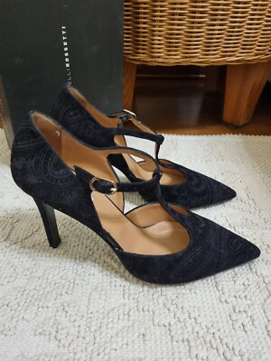  590 FRATELLI ROSSETTI Mary Jane Heels Shoes Paisley Suede IT 37 MINT
