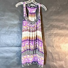 Guess beach Boho Tank Mini Dress Purple Size Small cotton Resort Beach Club Boho