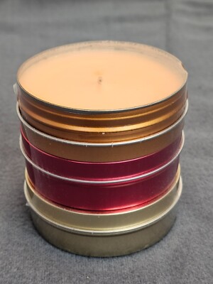 Vitabath Naturals Tin Candle Trio:Peach, Raspberry, Vanilla Total Net Wt. 7.4 oz