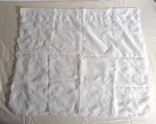 Set of 2 White Curtain Valance Embroidered Flowers Scalloped 25 x 29 in - Sheer