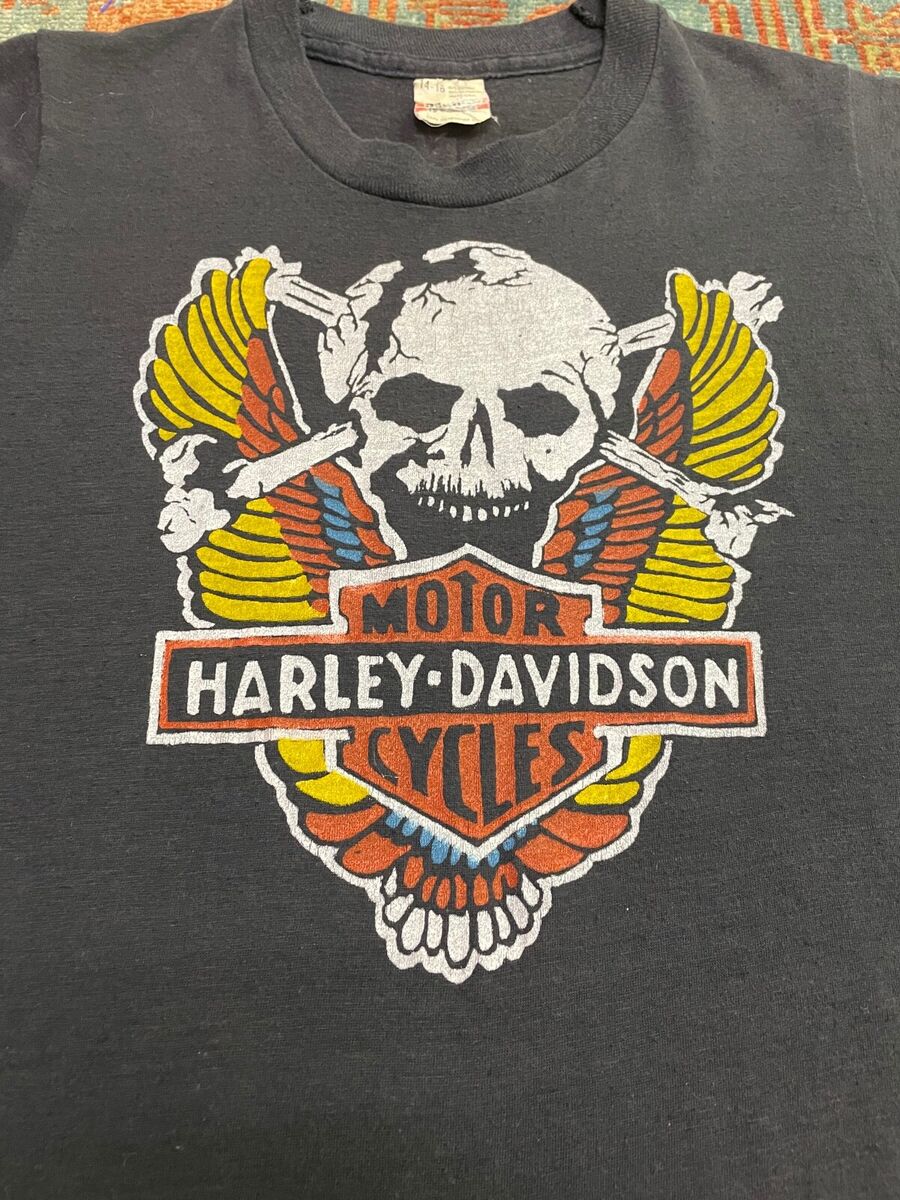 Vintage 70s 80s Harley Davidson Skull & crossbones Wing T Vintage 70s 80s Harley Davidson Skull & crossbones Wing T