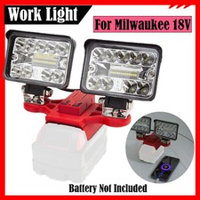 56W Outdoor LED Work Light For Milwaukee 18V Li-ion Battery 2-Head Lamp NEW US