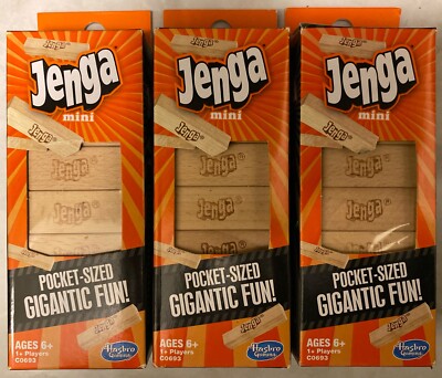 Lot of 3 Hasbro Gaming Jenga Mini Travel Classic Game Pocket Sized ...
