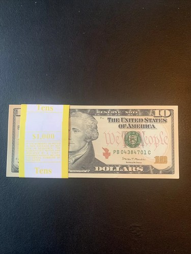 2017 $10 NEW BEP Pack of 10 Uncirculated Notes Consecutive Serial Numbers Crisp - Picture 2 of 10