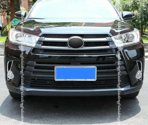 For Toyota Highlander 2017-2019 Piano Black Front Bumper Grille Grill Cover Trim - Picture 6 of 13
