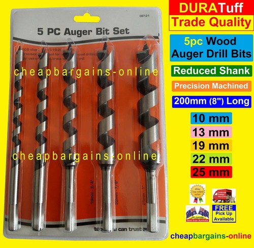 5pc WOOD DRILL BIT SET TIMBER BORING 
