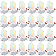 24 Pack 4/6 Inch LED Recessed Lighting with J-Box, 5CCT Dimmable Downlight