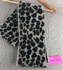 Betsey Johnosn New Infinity Scarf Womens Knit Gray Black Acrylic Logo