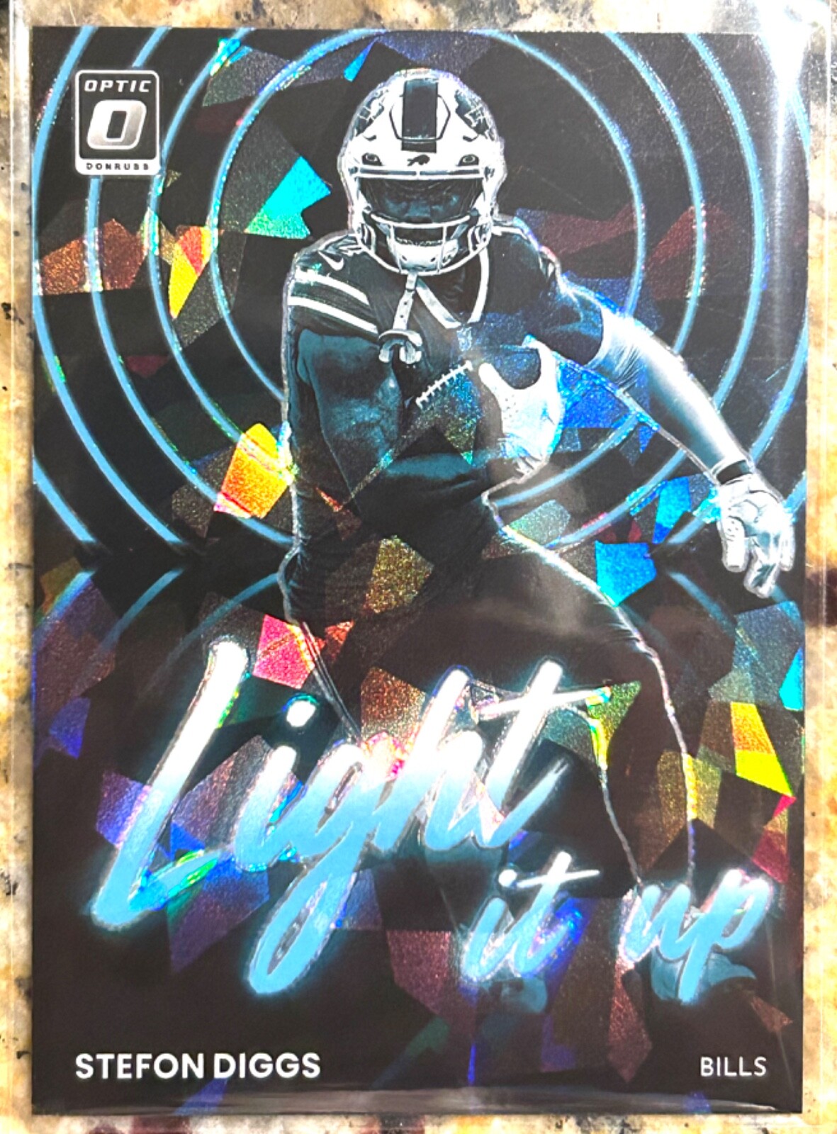 2022 Donruss Optic - Stefon Diggs - Light It Up - Blue Ice Prizm SSP 14/15 1/1
