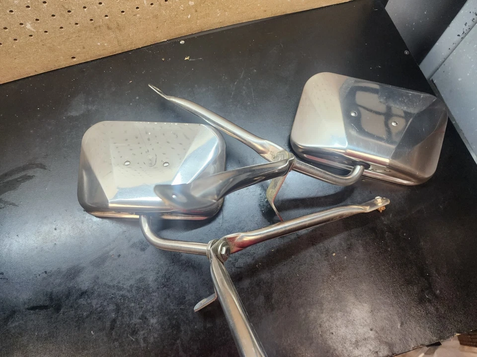 1981 83 84 1987 89 92 93 Dodge D250 D150 D350 par de espejos retrovisores de acero inoxidable OEM Foto 3 de 4