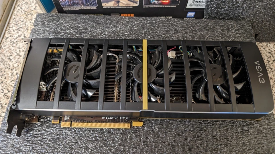 Very Rare EVGA GTX460 2WIN Dual GPU SLI Graphics Card  - Image 2 of 4