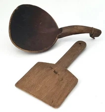 Old Wooden Butter Paddles Collection of 2