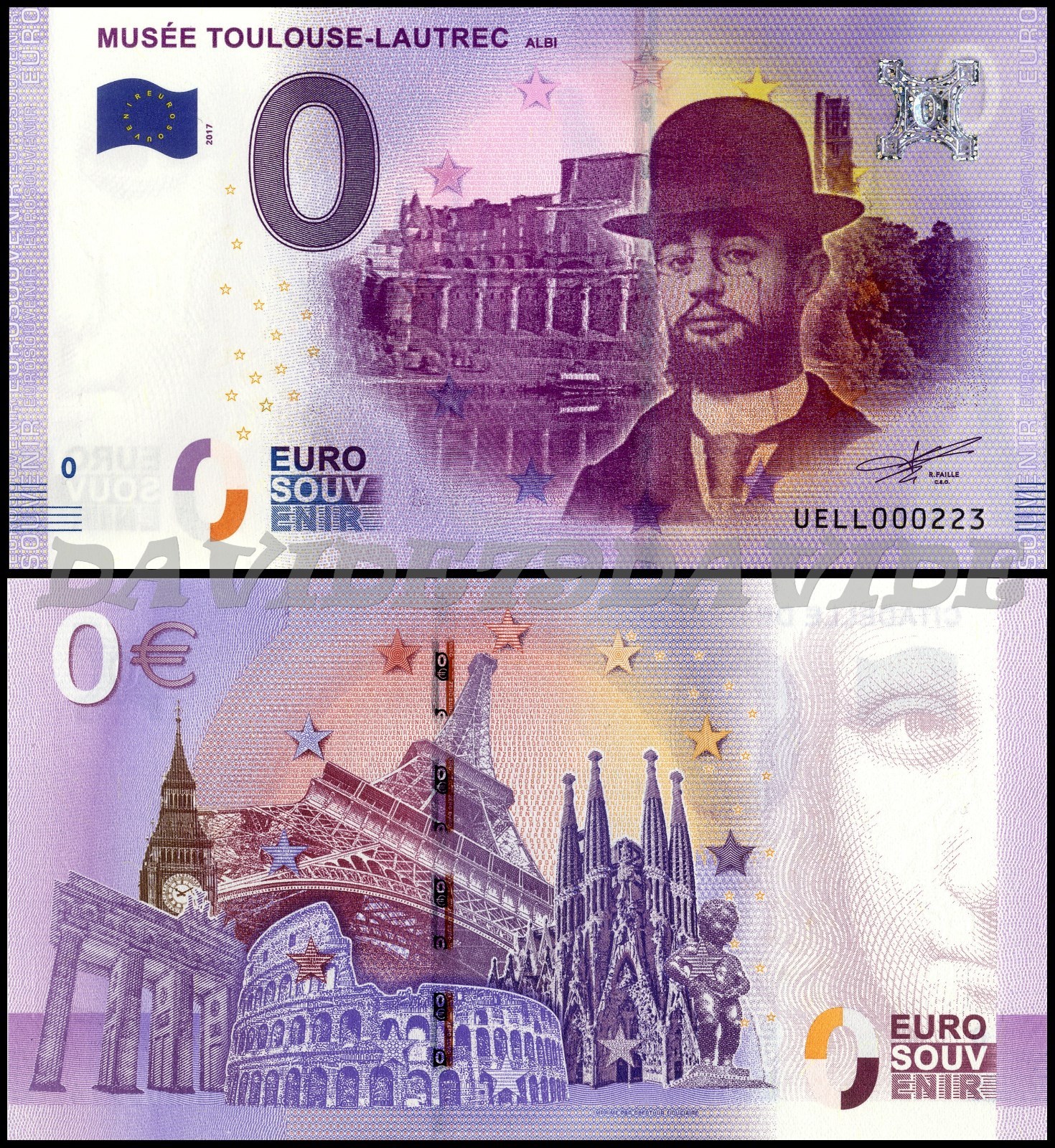 [UELL-1] BANCONOTA TURISTICA DA 0 EURO FRANCIA 2017 - MUSEE TOULOUSE ...