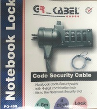 GR-Kabel PQ-498 Code Security Notebook Lock, Silver
