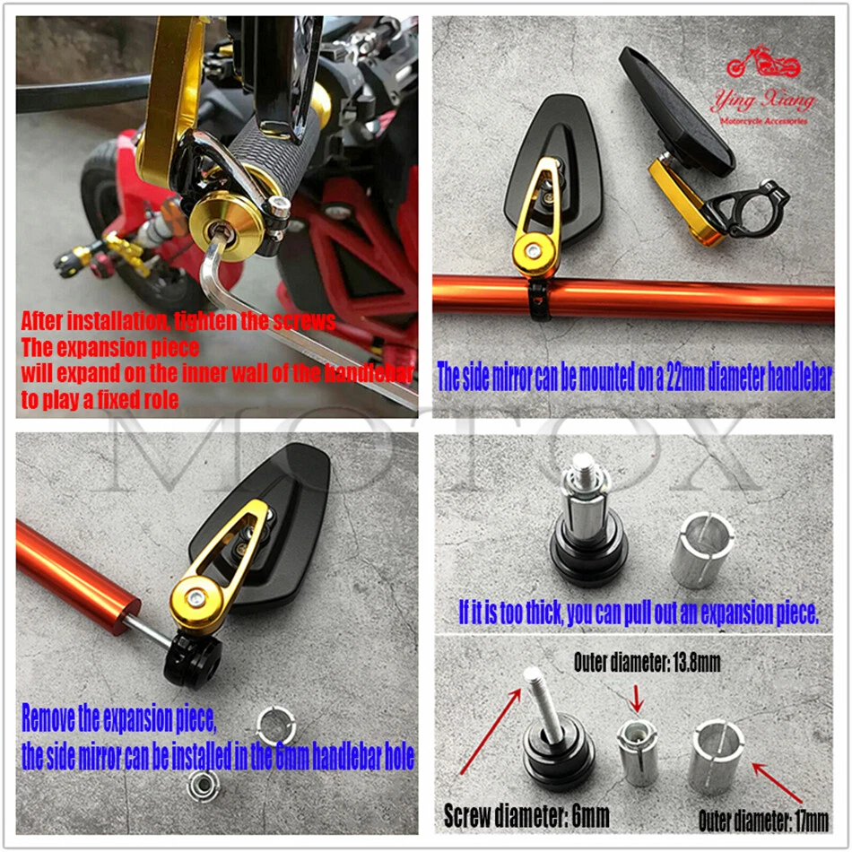 Espelho retrovisor lateral com extremidade de guidão para S1000R/XR F900R/XR G310 R18 F650GS 7/8" - Imagem 3 de 4