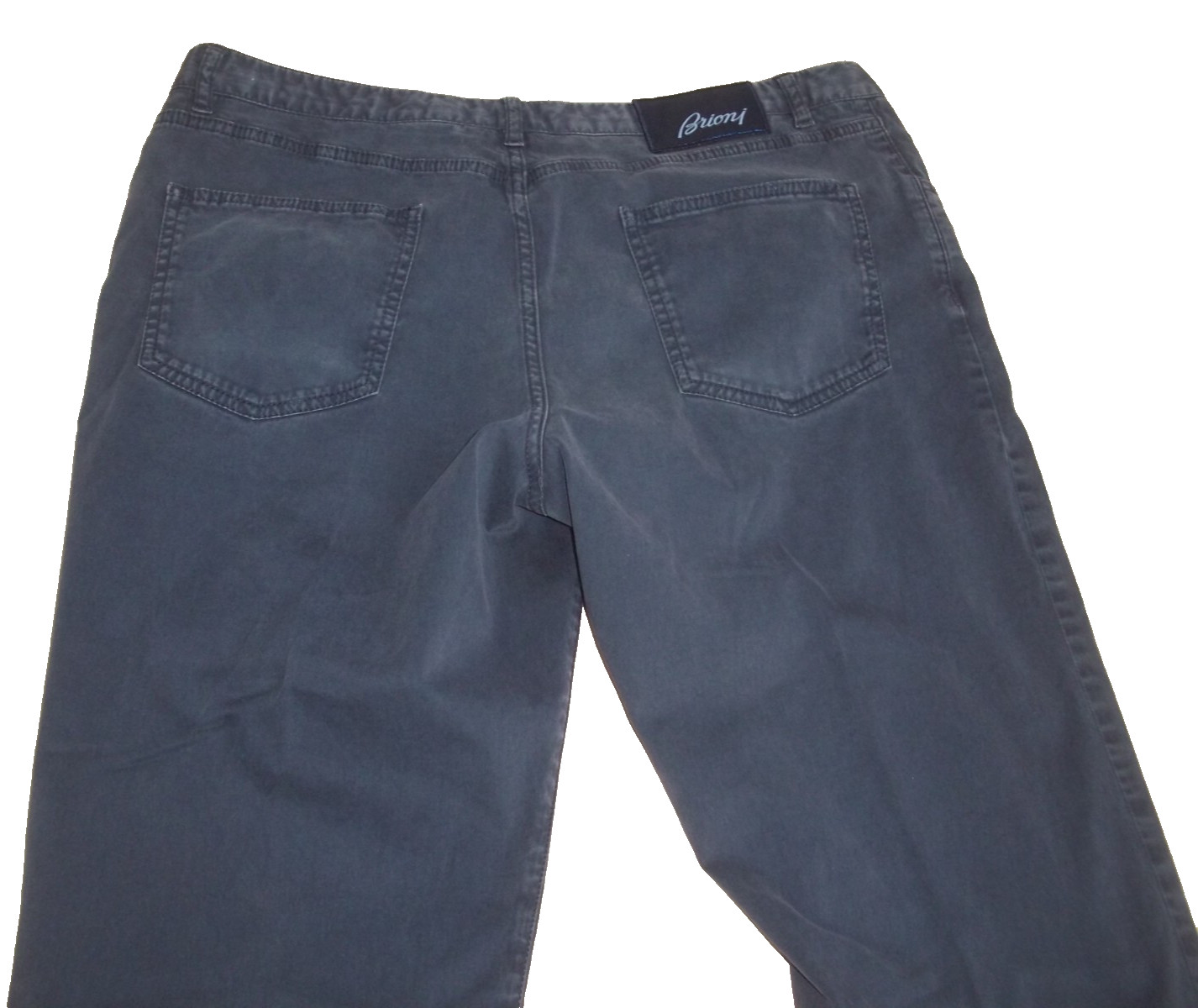 ( Brioni solid gray flat front cotton slim denim … - image 6