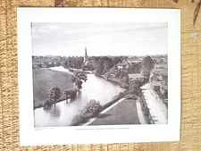 STRATFORD ON AVON.VTG 12" x 10" PERRY ENGRAVING PRINT.EX-LIB STICKER IN BACK*PPB