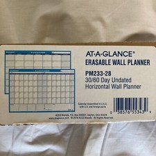 NEW At-A-Glance 30/60-Day Undated Horizontal Erasable Wall Planner 36 x 24 White