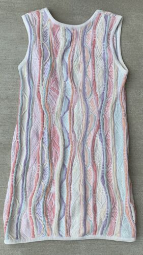 Vintage Coogi Sleeveless Sweater Dress Mini Multicolor Pastel Size L - Picture 9 of 24