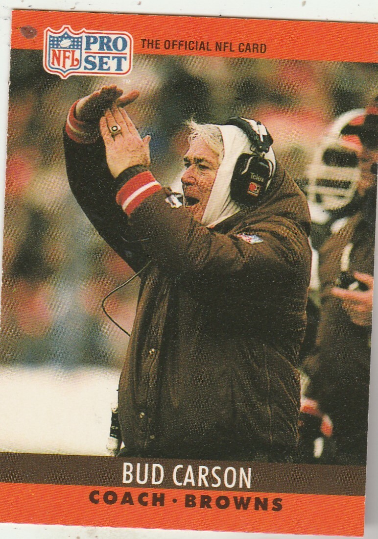 FREE SHIPPING-MINT-1990 Pro Set #77 Bud Carson Cleveland Browns COACH