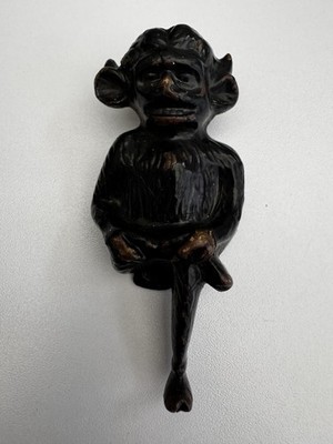 SELTEN GROSSER ANTIKER LINCOLN IMP BRONZE MESSING TEUFEL PIXIE GARGOYLE TÜRKLOPFER