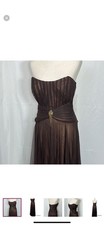 BADGLEY MISCHKA Strapless Tulle Formal Evening Gown Milk Chocolate Sz 10 NWT
