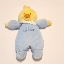 Just One You by Carter's plush duck chick My First Easter rattle toy blue