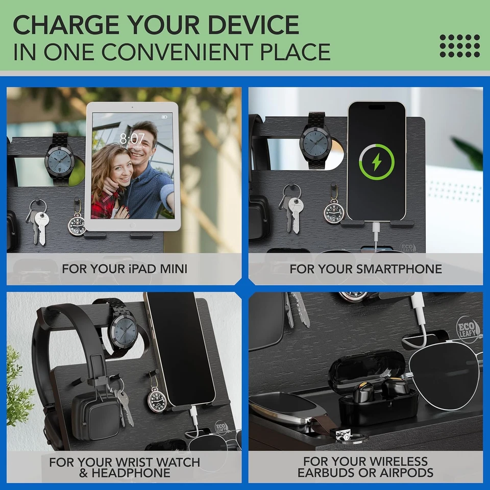 Nightstand Organiser for Men- Bedside Table Organiser with Drawer for Mobile Pho - image 3 of 4