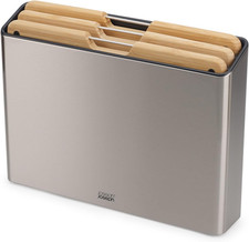 Folio Premium 3-Piece Bamboo Cutting Board Set, Stainless Steel Slimline Case fo