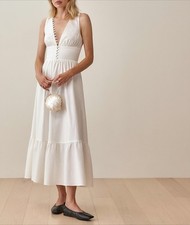 Women Reformation V-neck Fit  Flare Sleeveless Midi Dress