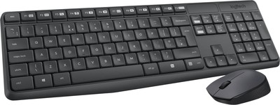 Logitech PC Tastatur- Maus Set MK235 Wireless Desktop Schwarz Kabellos
