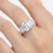 IGI 6.61 Ct Radiant Lab Grown Diamond 5-Stone Anniversary Ring 14K Yellow Gold