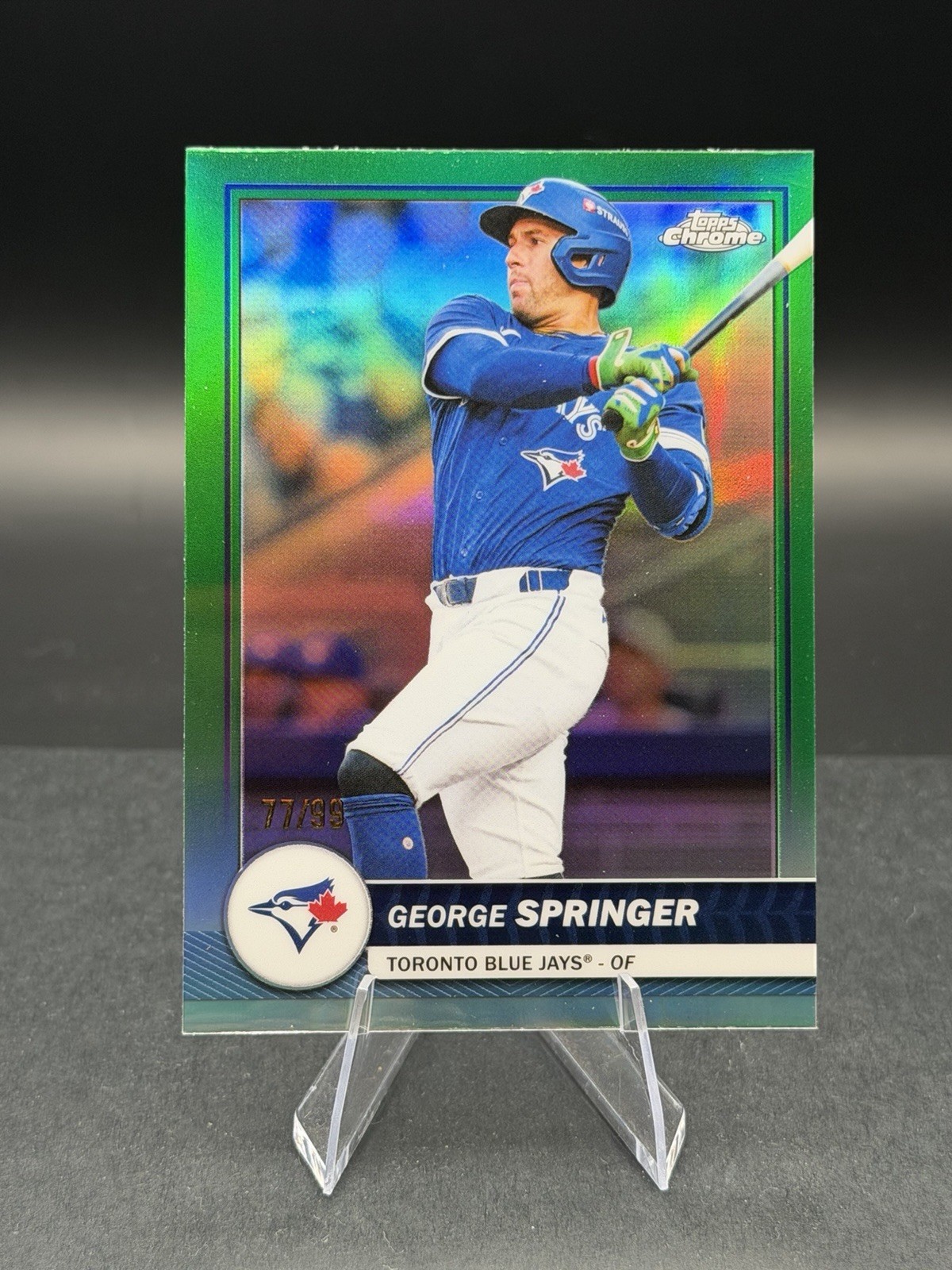Topps 2026 Topps Chrome George Springer #55 Green Refractor Blue Jays 77/99