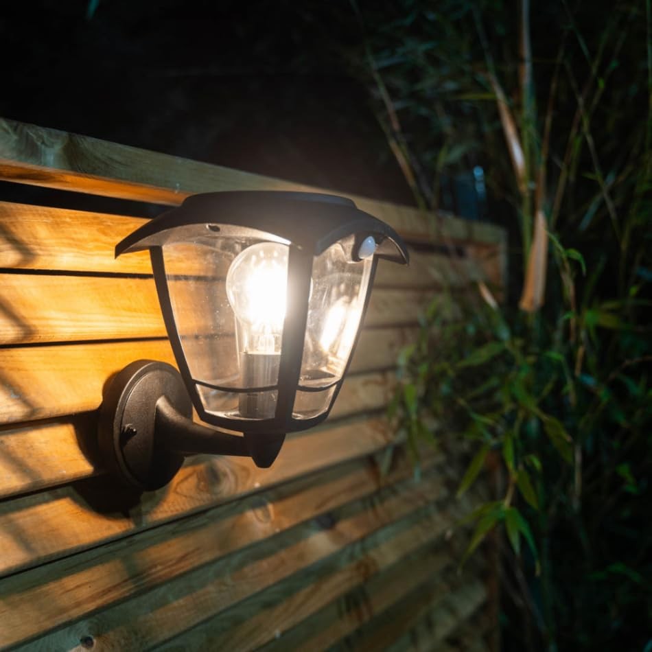 Applique Solaire Rétro Noire LED Idéale pour Éclairer Entrée et Terrasse IP44