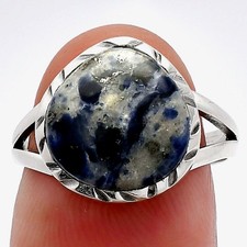 Natural Sodalite 925 Sterling Silver Ring s.7 Jewelry R-1074