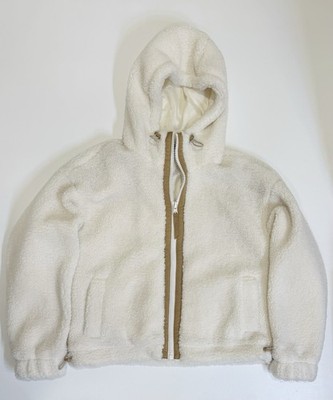 GapFit Women s Ivory Sherpa Hooded Full Zip Basic Jacket, Size M