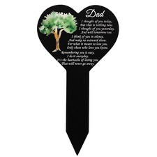 Dad Memorial Plaques Metal Heart Cross Stakes Cemetery Grave Plaque Stake Mar...