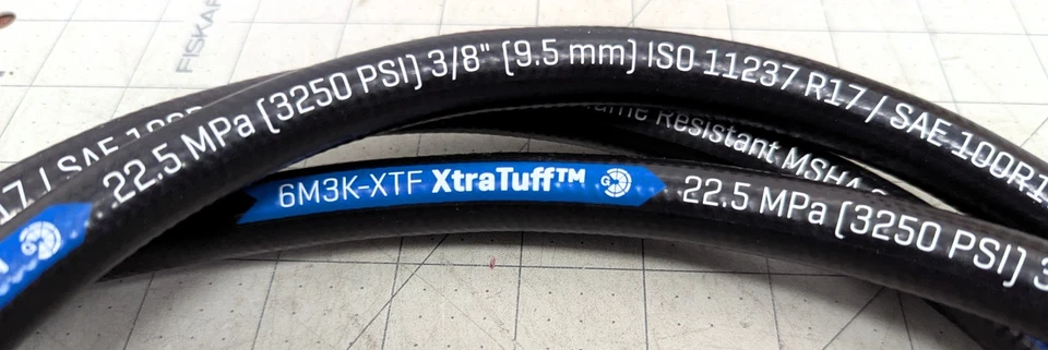 3/8” x 80” 3250 PSI 2 Braid Hydraulic Hose Abrasion, Fire, Oil, Weather Resistan Foto 4 de 4