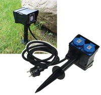 Chilitec Gartensteckdose Mit Erdspieß, 2-Fach IP44, 1,4M Kabel, Zeitschaltuhr