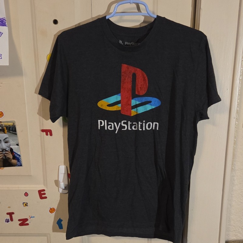 PlayStation Logo Graphic Print T-Shirt Black Cotton Men's Regular Fit M